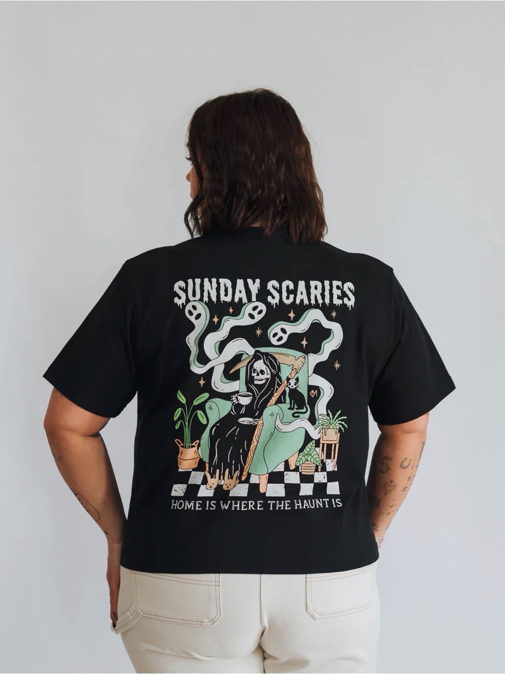 Octopied Mind Sunday Scaries Grim Reaper Graphic Tee XL Boxy Goth